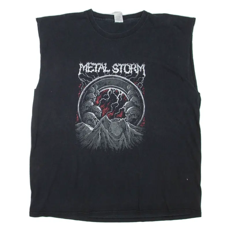 FRUIT OF THE LOOM Metal Storm Mens Vest Black Sleeveless 2XL