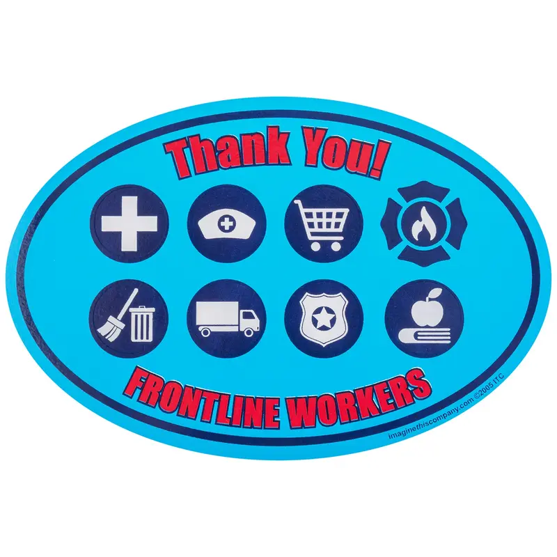 Support Frontline Workers Car Magnet - Dark Blue