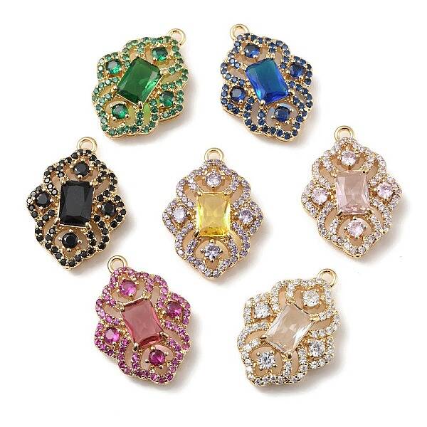 Brass with K9 Glass & Rhinestone Pendants