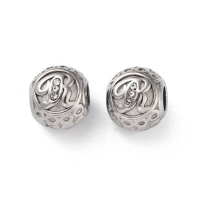 304 Stainless Steel Rhinestone European Beads
