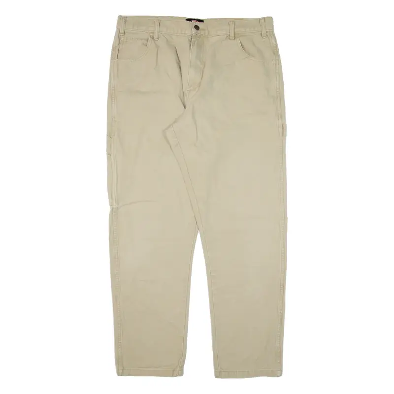 DICKIES Carpenter Workwear Mens Trousers Beige Relaxed Tapered W36 L30