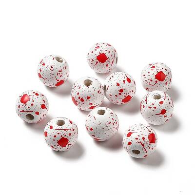 Halloween Theme Printed Natural Wooden Beads