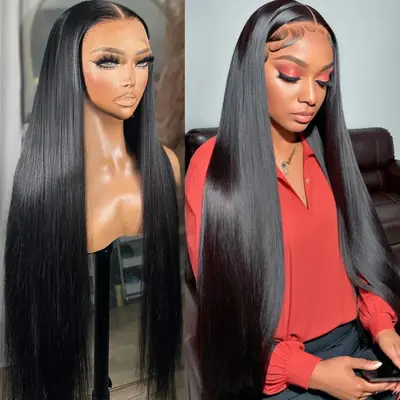 28-38inch 13x4 HD Lace Frontal Wig Ashimary Long Straight Human Hair Lace Wigs