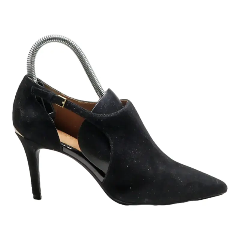 CALVIN KLEIN Ankle Strappy Heels Black Leather Womens UK 4