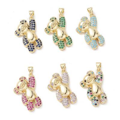 Brass Micro Pave Cubic Zirconia Pendants