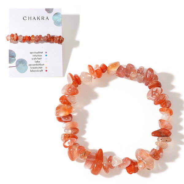 Natural Carnelian Chips Stretch Bracelets for Women