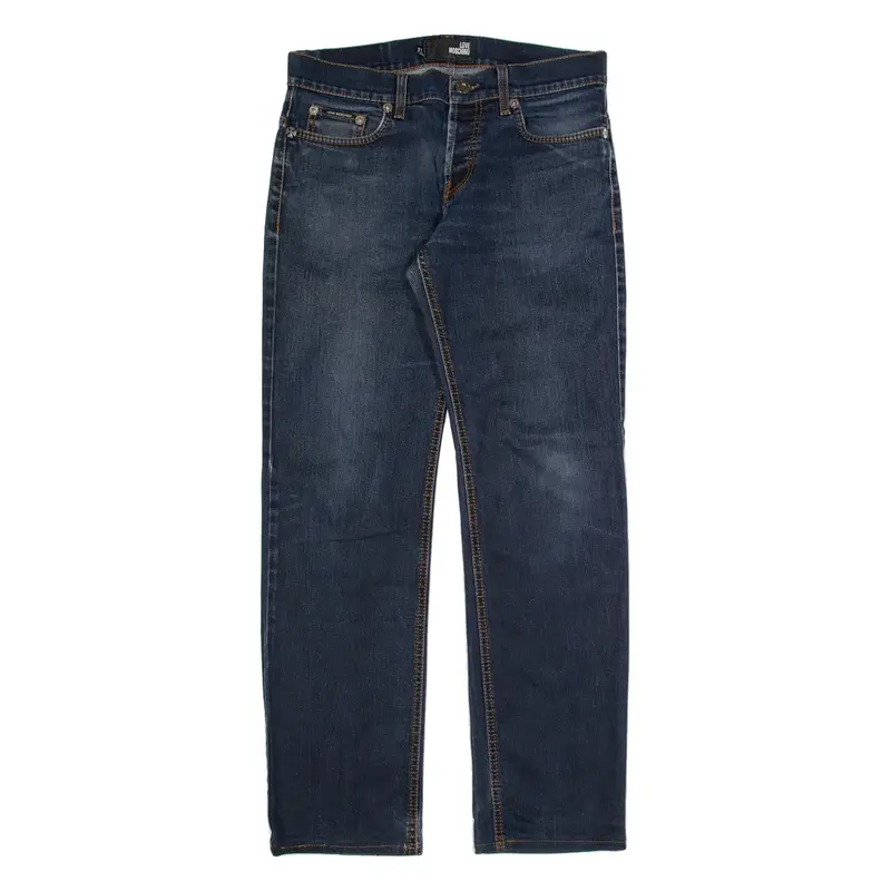 LOVE MOSCHINO Womens Jeans Blue Regular Straight Stone Wash W31 L30