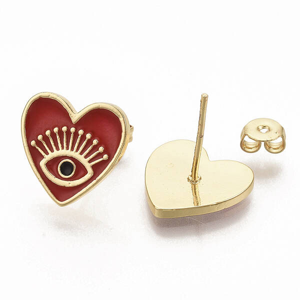 Brass Enamel Stud Earrings