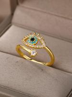 Women's Luxury Style Rhinestone Eye Decor Cuff Ring, Elegant All-match Jewelry for Girls Gift, Female Classic Fashion Accesso...