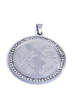 Men's Double-Sided Stainless Steel Centenario With Clear Stones. Available in Silver and Gold.