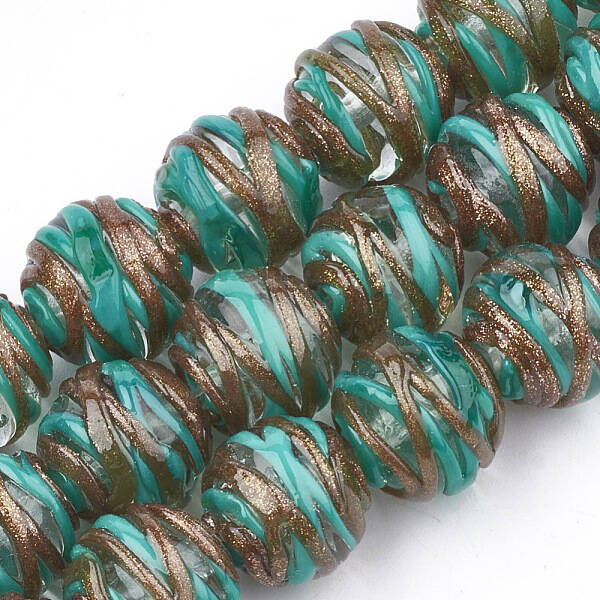 Handmade Gold Sand Lampwork Beads
