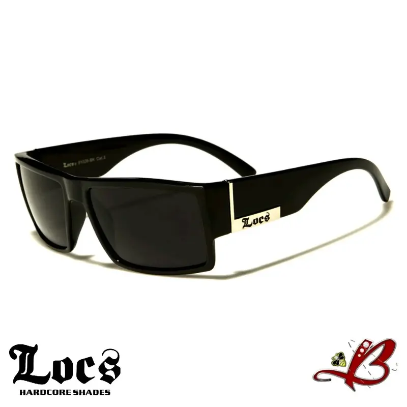 Locs OG Square Gangster Lowrider Sunglasses Street Smoke Black Frame Dark Lens Silver Accent  Full Rim Shades |Original & Aut...