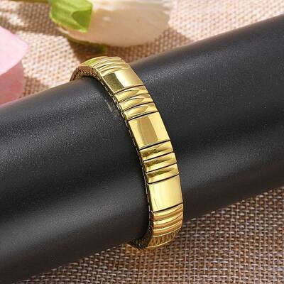 Rectangle 304 Stainless Steel Stretch Bracelets for Women Men