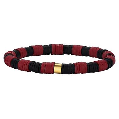 Polymer Clay Heishi Surfer Stretch Bracelet with 304 Stainless Steel Beaded