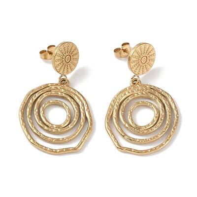Texture Ring 304 Stainless Steel Dangle Earrings