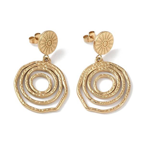 Texture Ring 304 Stainless Steel Dangle Earrings