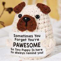 Father's Day Gifts, Crochet Puppy Design Knitting Toy, Cute Crochet Dog Doll with Encouragement Cards, Desktop Decoration for...