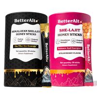 BetterAlt  GOLD+ Shilajit Honey Sticks + She-lajit Honey Sticks for Women | Helps Improve Energy & Stamina |  Dietary Supplem...