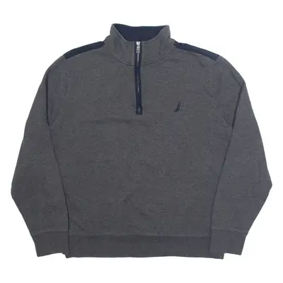 NAUTICA Mens Sweatshirt Grey 1/4 Zip L
