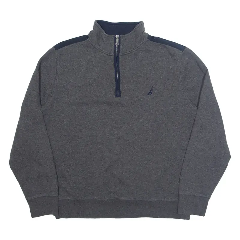 NAUTICA Mens Sweatshirt Grey 1/4 Zip L