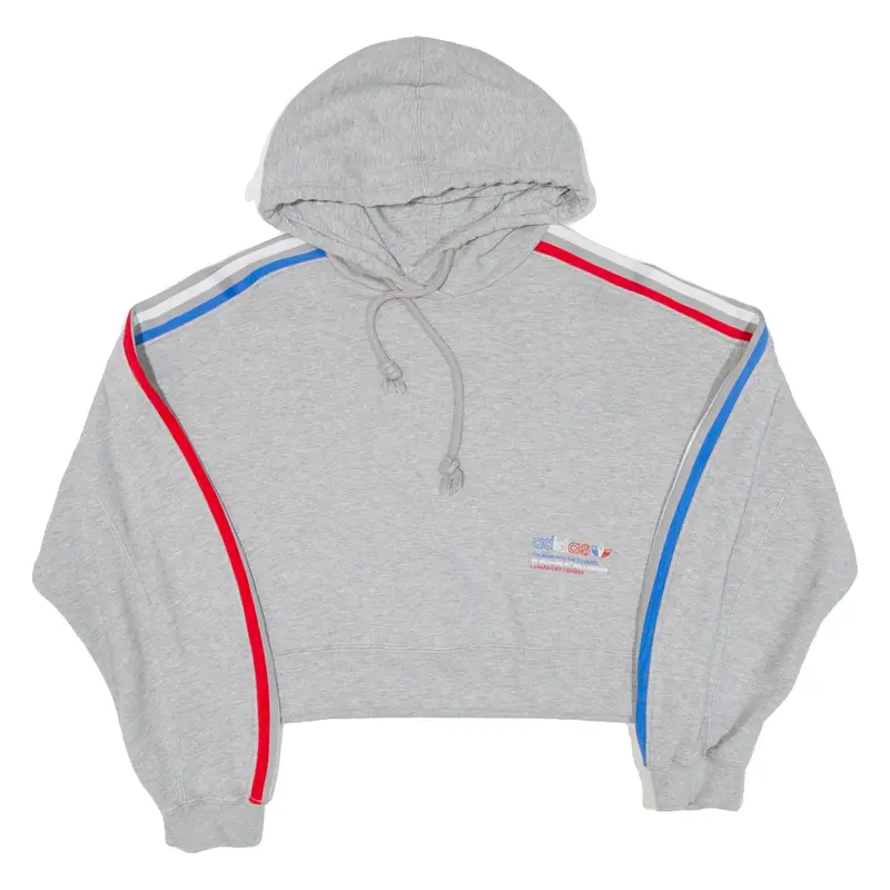 ADIDAS Cropped Womens Grey Hoodie UK 12