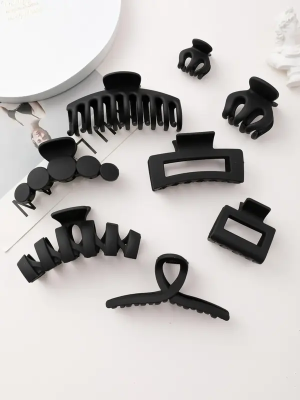 8pcs Simple Plain Hollow Out Design Hair Claws, Easy Grasping Shark Claw Clip, Casual and Versatile Hair Accessories for Wome...