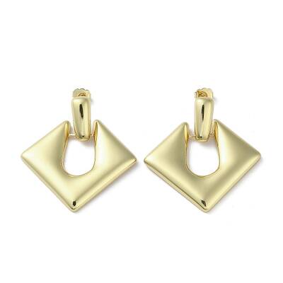 Rack Plating Brass Hollow Rhombus Dangle Stud Earrings