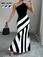 Women's Striped Print Dress, Elegant Sleeveless Dress for Party Holiday Wedding Guest, Ladies Spring & Fall Clothes, Formal D...