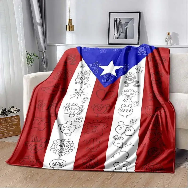 Puerto Rico Flag Pattern Blanket, Soft Throw Blanket, Air-conditioned Room Blanket, Warm Nap Blanket for Home & Office, Gift ...