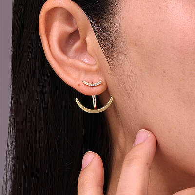 Punk Chic Brass Pave Clear Cubic Zirconia Stud Earrings