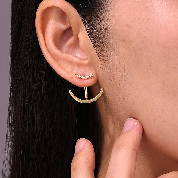 Punk Chic Brass Pave Clear Cubic Zirconia Stud Earrings