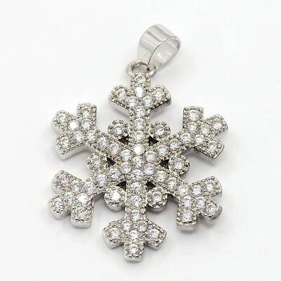 CZ Christmas Jewelry Brass Micro Pave Cubic Zirconia Snowflake Pendants