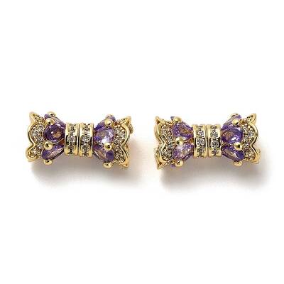 Brass Micro Pave Cubic Zirconia Beads