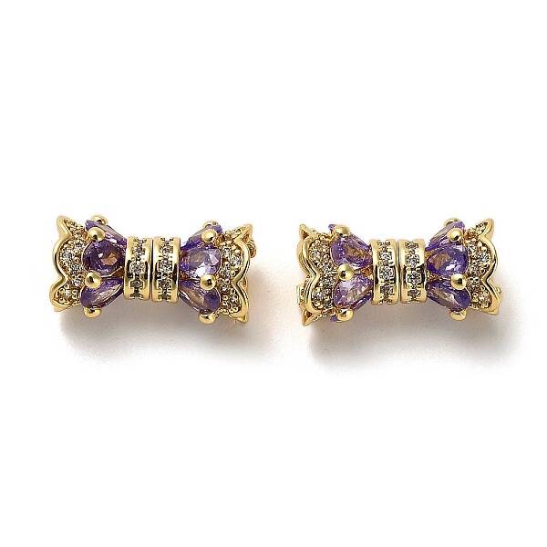 Brass Micro Pave Cubic Zirconia Beads