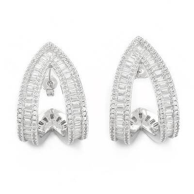 Clear Cubic Zirconia Triangle Stud Earrings