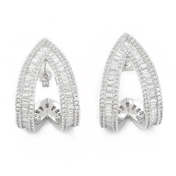 Clear Cubic Zirconia Triangle Stud Earrings