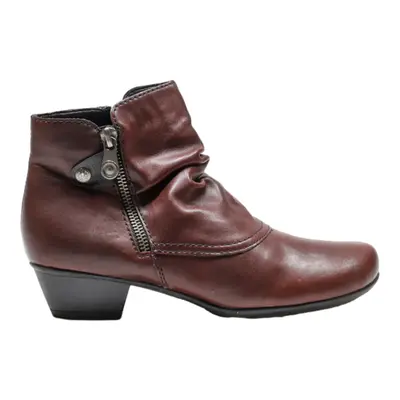 RIEKER Ankle Boots Maroon Leather Womens UK 5