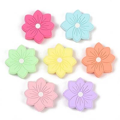 Flower Food Grade Silicone Focal Beads