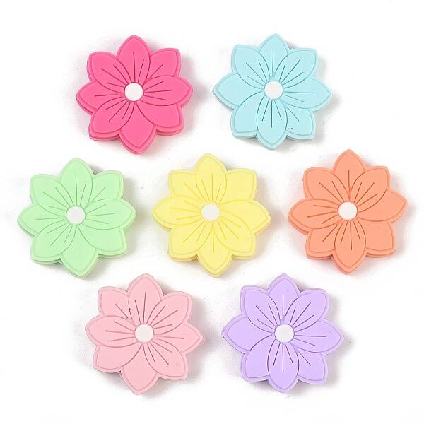 Flower Food Grade Silicone Focal Beads