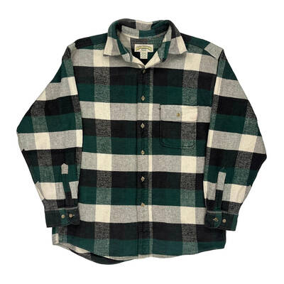 Plaid Pattern Trails Checked Flannel Shirt - Medium Black Cotton