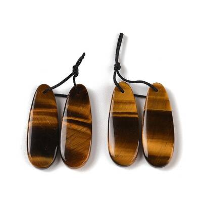 2Pcs Natural Tiger Eye Pendants