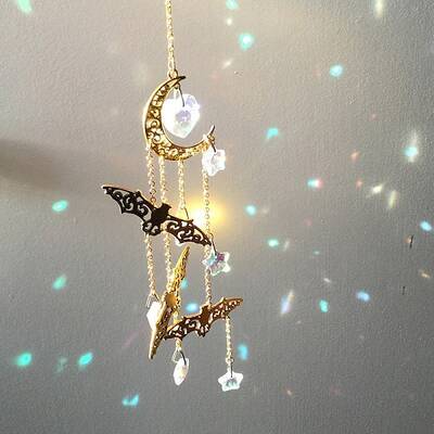Halloween Bat & Moon Alloy Hanging Ornaments