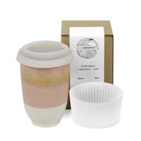 Nova Ceramics Travel Mug - 12oz and 16oz Reusable Coffee Mug with Unique Design, Microwave & Dishwasher Safe, Perfect for On-...