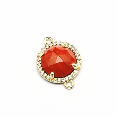 Natural Red Jasper Connector Charms