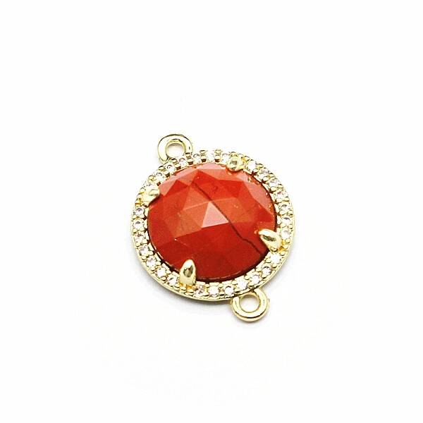 Natural Red Jasper Connector Charms