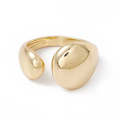 Rack Plating Brass Teardrop Open Cuff Ring for Women