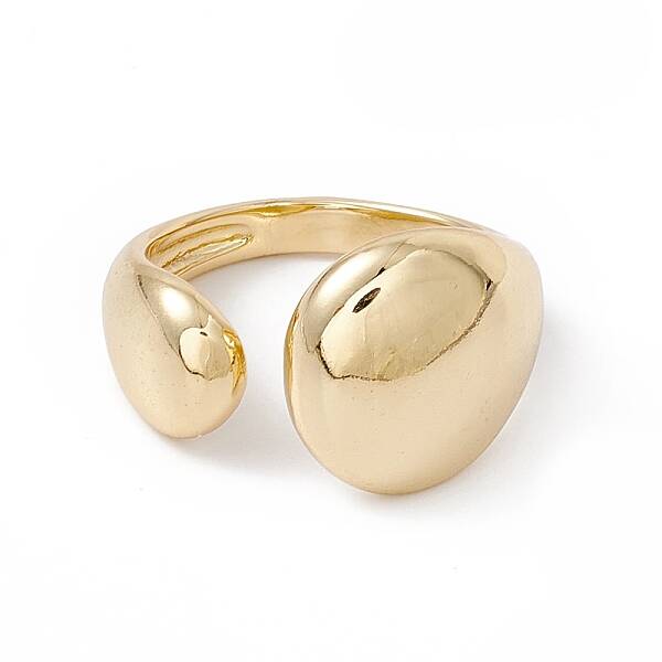 Rack Plating Brass Teardrop Open Cuff Ring for Women