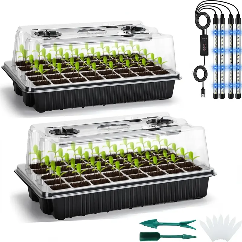 Plant Seed Germination Tray Kit, LED Grow Light With Timer & 3 Modes, Suitable For Home Garden & Indoor Greenhouse, Gifts f...