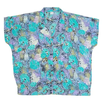 MD Womens Printed Shirt Blue Collared Crazy Pattern XL