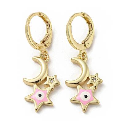 Real 18K Gold Plated Brass Dangle Leverback Earrings